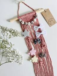 Personalised Macram?? Bow Holder - Nursery Hair Clip Display Organiser Bumble Bee Wall Hanging Whimsical D??cor Various Colours