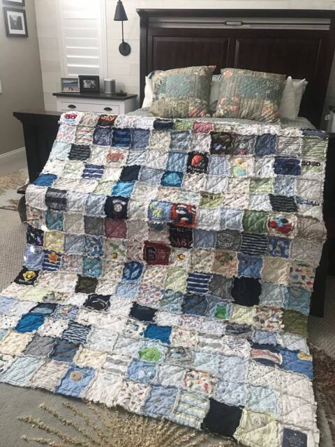 Deposit - Baby Clothes Quilt, Blanket, Memory Keepsake Rag Baby's First Year, Handmade From Your Clothing - image 1