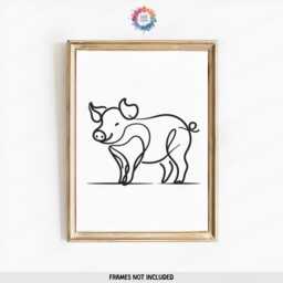 Minimalist Pig Wall Art - Line Prints - Pigs Artwork Modern Farm Animal Print Minimal Piglet Sketch Black & White Poster - thumbnail 3