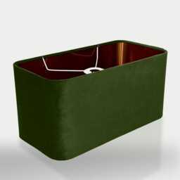 New Made To Order Forest Green Velvet Lamp Shade & Pendant Light Rounded Rectangular Shape Metallic Panels Lining For All Purpose - thumbnail 2
