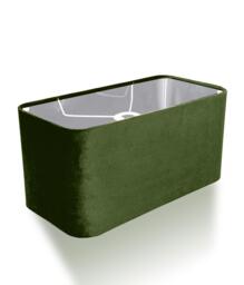 New Made To Order Forest Green Velvet Lamp Shade & Pendant Light Rounded Rectangular Shape Metallic Panels Lining For All Purpose