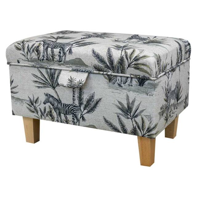 Handmade Safari Wildlife Storage Ottoman - Botanical Animal Fabric Bespoke British Made - image 1