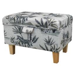 Handmade Safari Wildlife Storage Ottoman - Botanical Animal Fabric Bespoke British Made - thumbnail 1