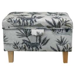 Handmade Safari Wildlife Storage Ottoman - Botanical Animal Fabric Bespoke British Made - thumbnail 3