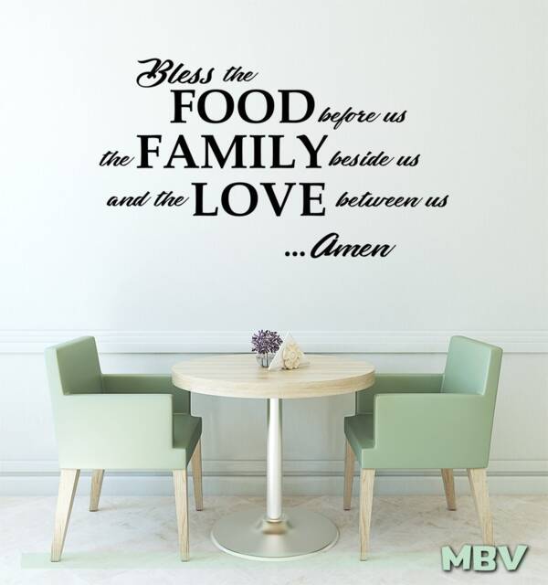 Bless The Food Before Us Wall Decal - Dining Room Art Kitchen Quote Decor Saying Family Vinyl Sticker Love Prayer Lettering - image 1