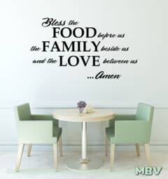 Bless The Food Before Us Wall Decal - Dining Room Art Kitchen Quote Decor Saying Family Vinyl Sticker Love Prayer Lettering - thumbnail 1