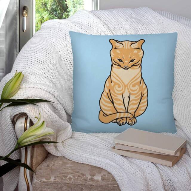 Cat Pet Blue - Bright Colourful Super Soft Decorative Pillow Throw Cushion, Case Cover Or With Filling Luxury Velvet