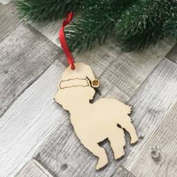 Personalized Shih Tzu Christmas Ornament, Laser Cut Wood Xmas Decor - thumbnail 3