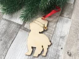 Personalized Shih Tzu Christmas Ornament, Laser Cut Wood Xmas Decor - thumbnail 1