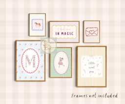 Set Of Bright Ecclectic Girls Unicorn Gallery Wall Prints For A Playroom, Bedroom Or Nursery - Unframed - thumbnail 1