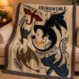 Fourth Wing Dragons Woven Blanket, Tairn Andarna Sgaeyl Throw, Basgiath War College Throw Dragon Rider Decor, Bookish Gift - thumbnail 4