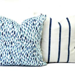 One Dot Pillow Cover, Cushion, Decorative Throw Aqua Blue Pillow, Blue Accent Checkered Case - thumbnail 2