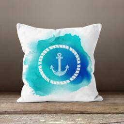 Nautical Cushion Cover-Blue Anchor Pillow Case-Rope Sea Case-Coastal Cover-Gift For Her Cushion-Handmade Material - thumbnail 4