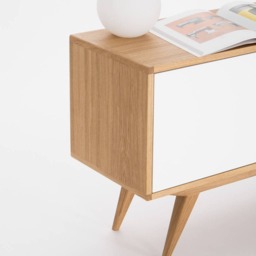 White Oak Veneer Sideboard - Mid-Century Modern Credenza With Drawers - thumbnail 2