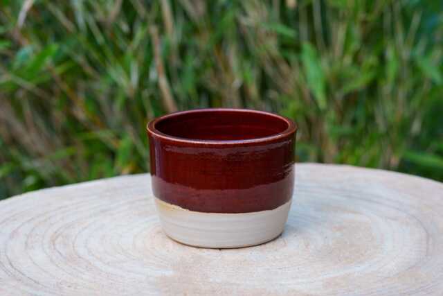 Brick Red Ceramic Pot. Stoneware Handmade Pottery Plant Vase. Plant Pot Cover For Green Plants - image 1