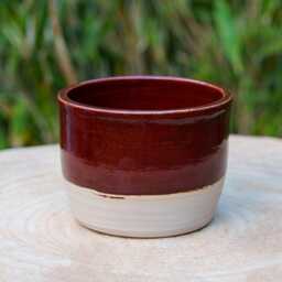 Brick Red Ceramic Pot. Stoneware Handmade Pottery Plant Vase. Plant Pot Cover For Green Plants - thumbnail 2