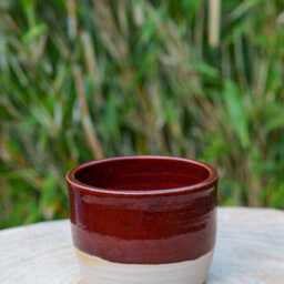 Brick Red Ceramic Pot. Stoneware Handmade Pottery Plant Vase. Plant Pot Cover For Green Plants - thumbnail 3