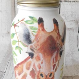 Giraffe Decoupage Kilner Jar Tropical Leaves Vase, Pen Pot - thumbnail 3