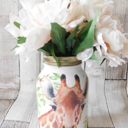 Giraffe Decoupage Kilner Jar Tropical Leaves Vase, Pen Pot - thumbnail 2
