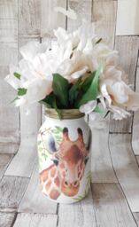 Giraffe Decoupage Kilner Jar Tropical Leaves Vase, Pen Pot - thumbnail 1