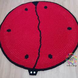 Ladybug Felt Ball Rug Handmade Wool Nursery Decor - thumbnail 4