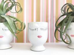 Face Planter Pot, Cute Head Cache, Fun Ceramic Vase, Celfie Small & Large For Plant Or Flowers, Succulent Cactus Air Mom Gift - thumbnail 1