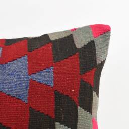 Handmade Turkish Kilim Pillow Cover Boho Ethnic Throw, 20x20 - thumbnail 2