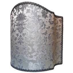 Venetian Lamp Shade Silver Silk Jacquard Fabric Rubelli Les Indes Galantes Pattern Lampshade - Handmade in Italy - thumbnail 2