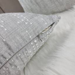 Serenity Elegant Silver White Striped Embroidered Rectangle Handmade Cushion Cover Decorative Throw Pillow For Chair Sofa & Bed Pillow Cover - thumbnail 3