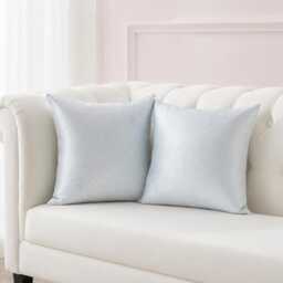 Set Of 4 Duck Egg Blue French Embroidered Cushion Covers - 18x18 - thumbnail 4