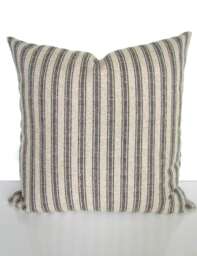 Black Ticking Stripe Pillow Black Throw Covers & Tan Ticking Stripe Pillow Striped 16 18 20x20 All Sizes Taupe Pillows - thumbnail 1