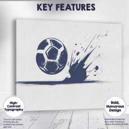 Dynamic Football Splash Sports Illustration Blue Monochrome Canvas Wall Art Print Decor Picture Ready To Hang - thumbnail 1