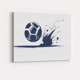 Dynamic Football Splash Sports Illustration Blue Monochrome Canvas Wall Art Print Decor Picture Ready To Hang - thumbnail 4