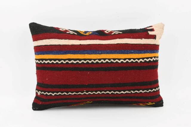 Vintage Kilim Pillow Cover 16x24 Handmade Turkish Wool Throw - image 1