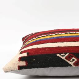 Vintage Kilim Pillow Cover 16x24 Handmade Turkish Wool Throw - thumbnail 4
