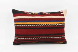 Vintage Kilim Pillow Cover 16x24 Handmade Turkish Wool Throw - thumbnail 1