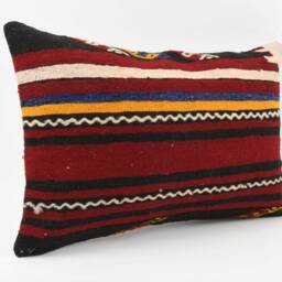 Vintage Kilim Pillow Cover 16x24 Handmade Turkish Wool Throw - thumbnail 3