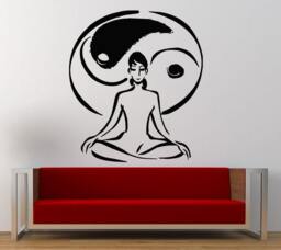Yoga Lotus Meditation Yin Yang Logo Sign Symbol Wall Decal Sticker Vinyl Mural Leaving Bedroom Room Home Decor Free Shipping L358 - thumbnail 1