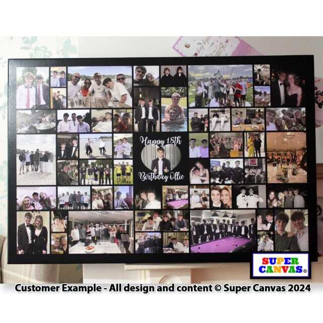 Happy Birthday Any Age Personalised Sister Mum Dad Brother Wife Husband Friend Party Photo Display Board Framed Canvas Print Gift - image 1