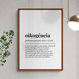 Oikogeneia Greek Word Definition Greece Gift Wall Art Print - thumbnail 2