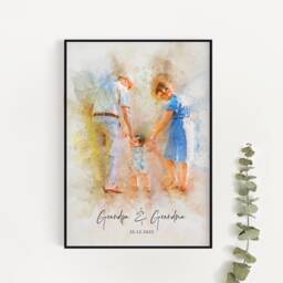 Custom Print For Granny, Grandparent Watercolour Portrait, Personalised Photo Painting, Gift From Grandchildren, Grandfather Christmas - thumbnail 1