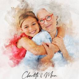 Custom Print For Granny, Grandparent Watercolour Portrait, Personalised Photo Painting, Gift From Grandchildren, Grandfather Christmas - thumbnail 3