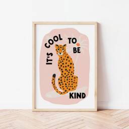 Cool To Be Kind Leopard Print, Illustration, Colourful, Eclectic, Quirky Home Decor, Wall Art, Kids Cheetah, Cute, Funky Art - thumbnail 3