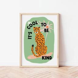 Cool To Be Kind Leopard Print, Illustration, Colourful, Eclectic, Quirky Home Decor, Wall Art, Kids Cheetah, Cute, Funky Art - thumbnail 2