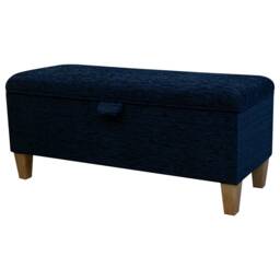 Navy Boucle Fabric Storage Bench - British Handmade Ottoman