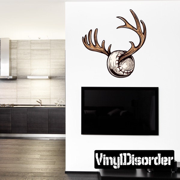 Baseball Moose Ball Wall Decal - Fabric Vinyl Removable & Reusable Baseballuscolor010Et