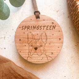 French Bulldog Christmas Bauble Personalised Wooden Pet Ornament - thumbnail 3