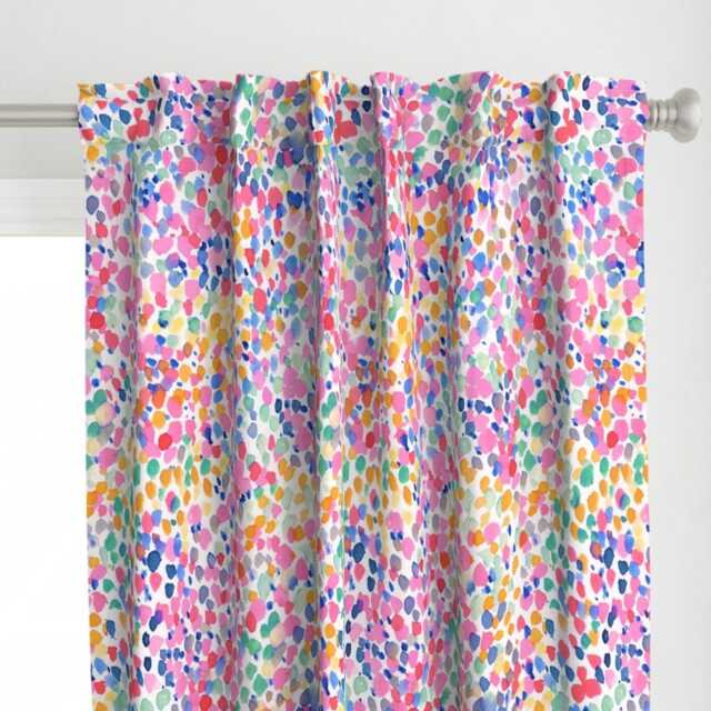 Rainbow Curtain Panel - Modern Colorful Pastel Abstract Watercolor Polka Dots Custom Lighthearted By Mjmstudio - image 1