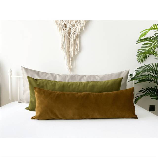 Extra Large Body Pillow Cover, Green Olive, Bronze, Cappuccino, Beige Color Velvet & Linen Fabric Pillowcase, - Only Cover 20x54, 14x36 - image 1