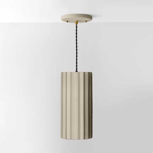 xl Syracuse - Ceramic Pendant Ceiling Light Handmade Minimalist Pillar Hanging Fixture in Natural Dune - image 1